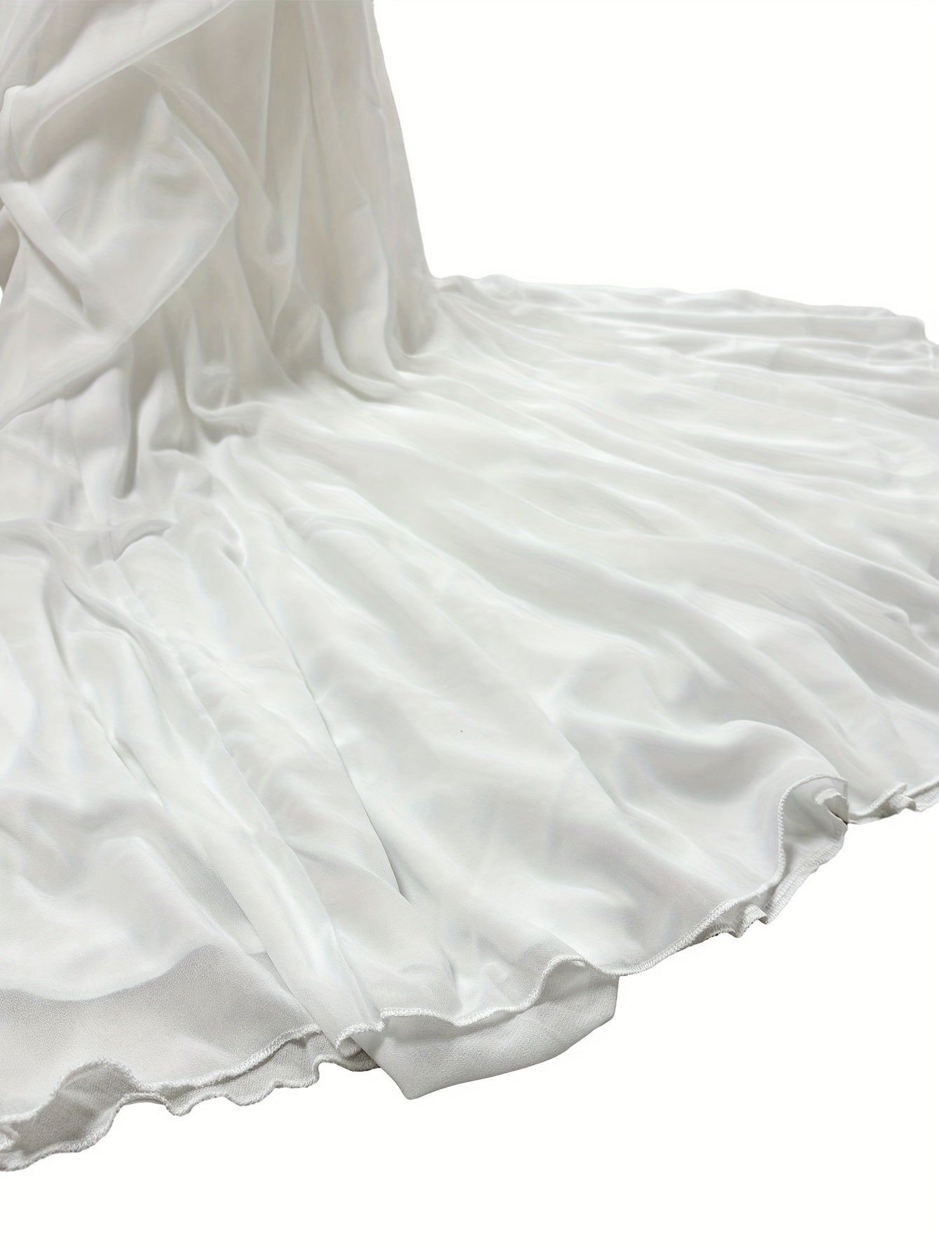 Off Shoulder White Gown, Elegant Solid Ruched Mopping High Waist Flowing Skirt