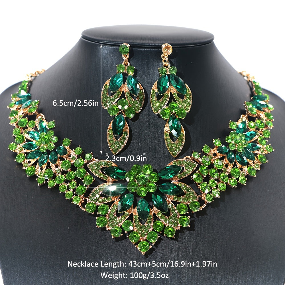 Costume Crystal Precious Stones Jewelry Set - Vintage Style for Wedding