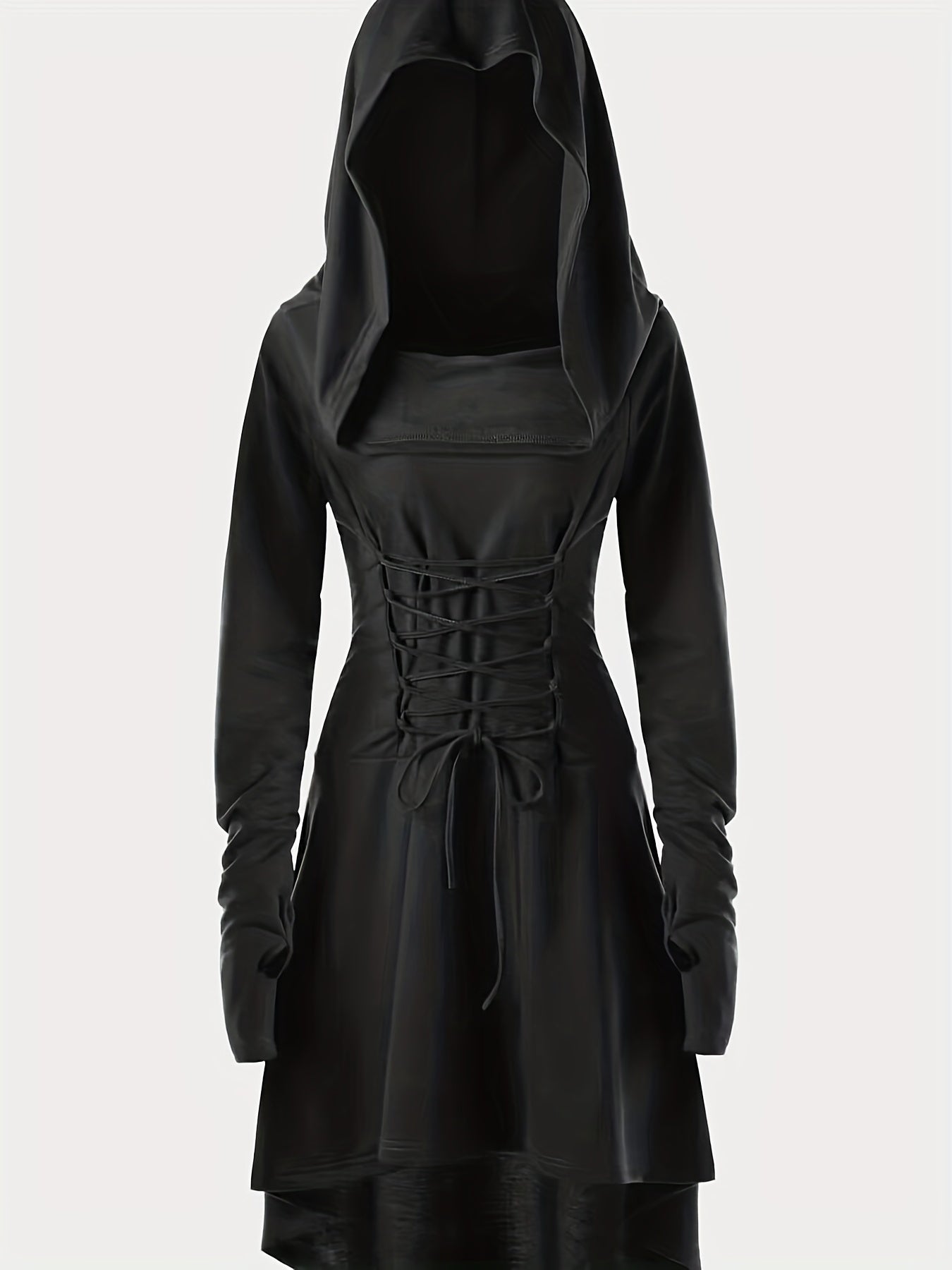 Assassins Hooded Dress – Asymmetrical & Casual, Flattering Corset Lacing