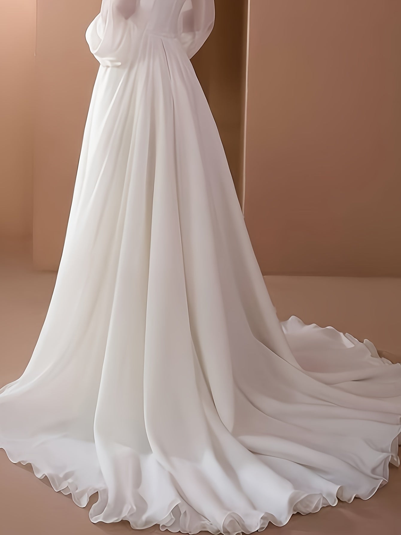 Off Shoulder White Gown, Elegant Solid Ruched Mopping High Waist Flowing Skirt