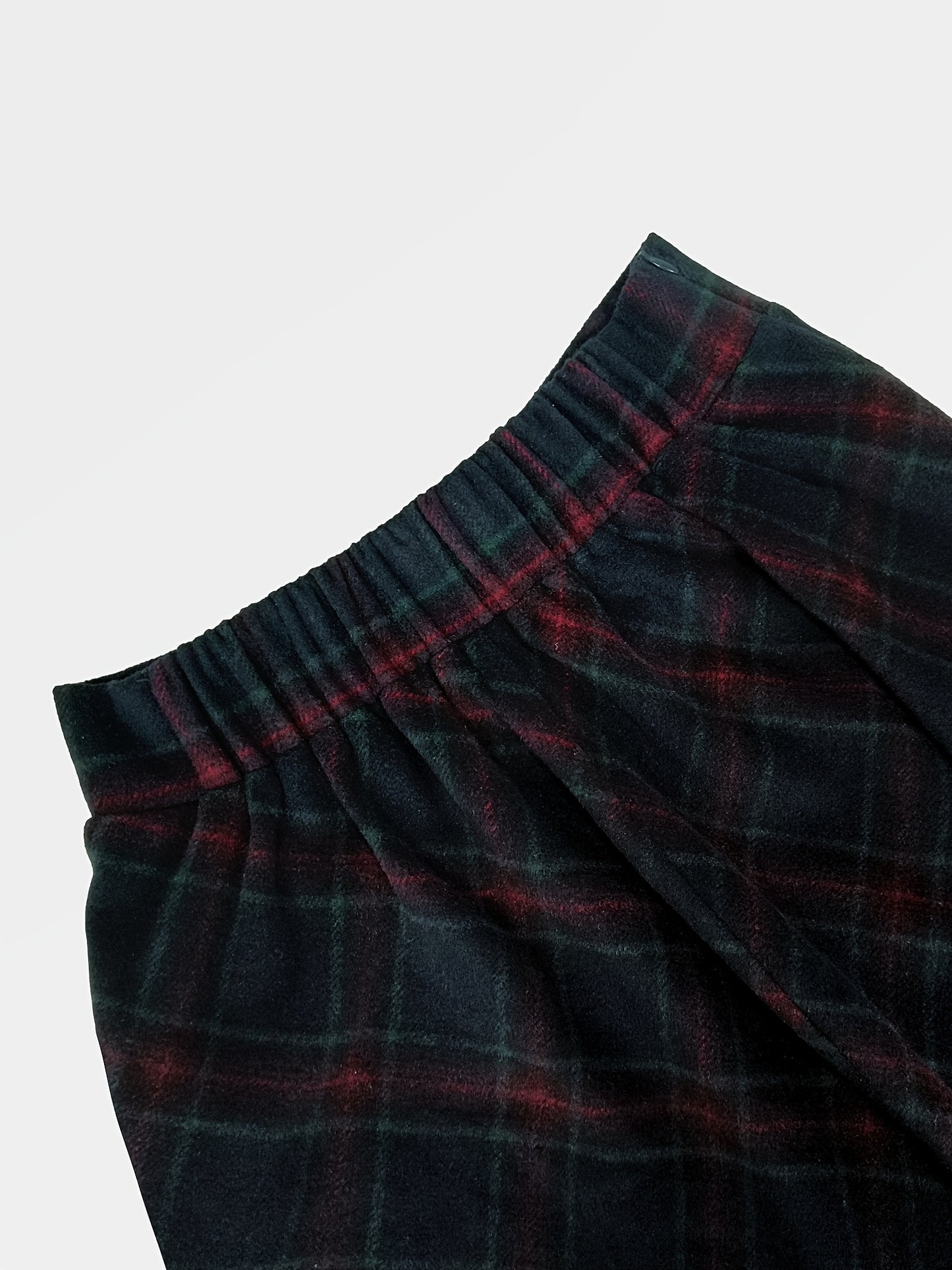 Plaid High Waist Tweed Skirt, Elegant Warm Flared Midi Skirt