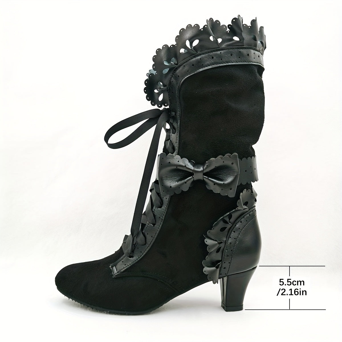 Stylish Flannel Mid-Calf Boots: Round Toe, Lace-Up, Chunky Block Heel