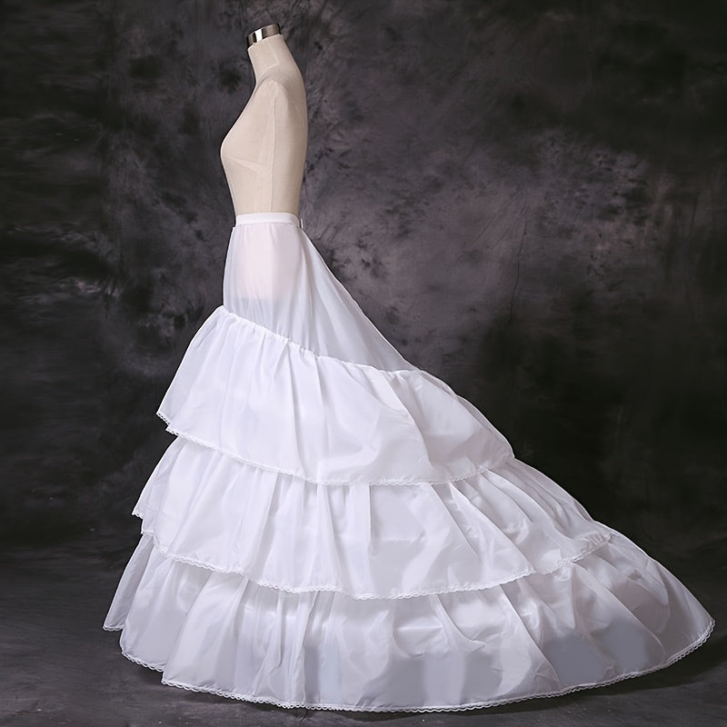 Elegant Lotus Leaf Trailing Wedding Skirt Bustle Three Layers Of Petticoat Adjustable Waist in Black or White