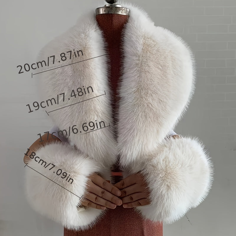 Stylish Faux Fur Collar & Cuffs Set for Winter Jackets - 3pcs