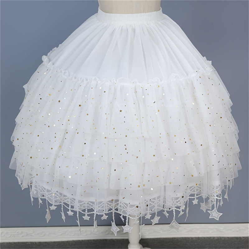 Elegant Petticoat Style Skirt Bustle Sequin Tulle Skirt