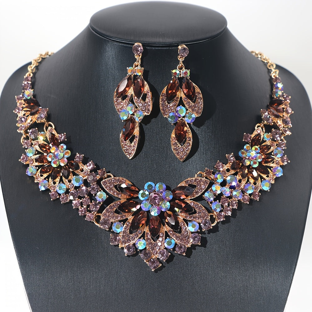 Costume Crystal Precious Stones Jewelry Set - Vintage Style for Wedding