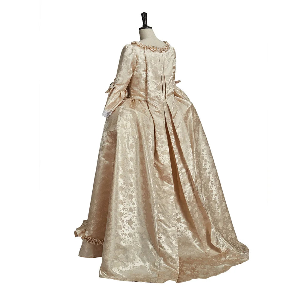 Rococo Floral Brocade Royal Court Gown in Ivory