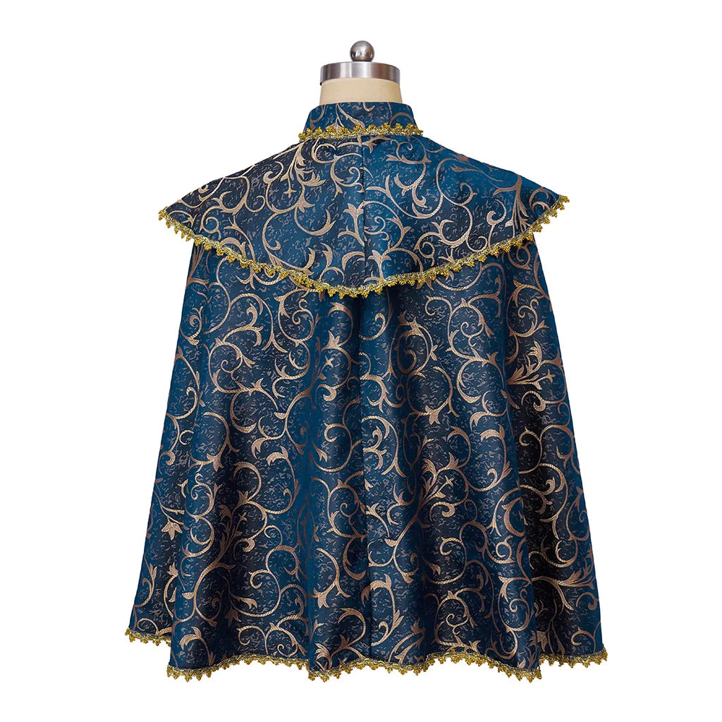 Medieval Renaissance Noble Prince Cloak - High-Quality Brocade Cape