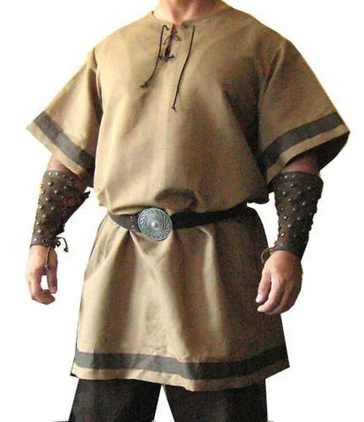 Vintage Viking Warrior Costume - Adult Men's Renaissance Outfit for LARP, Nordic Army, and Pirates