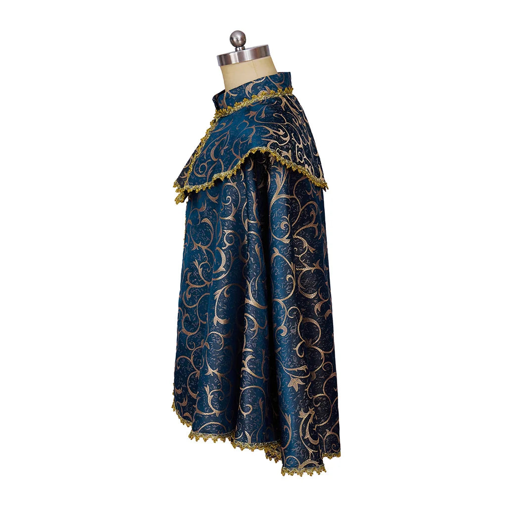 Medieval Renaissance Noble Prince Cloak - High-Quality Brocade Cape