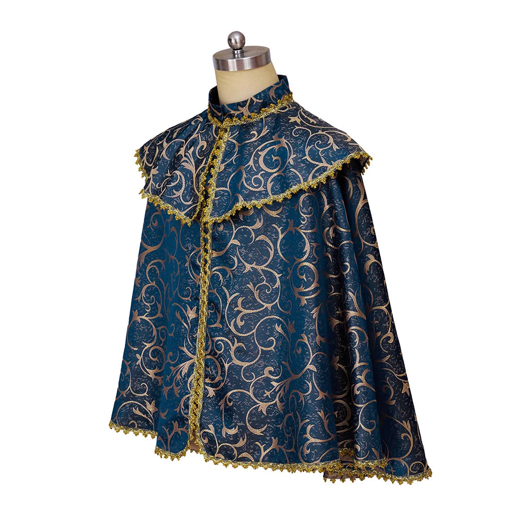 Medieval Renaissance Noble Prince Cloak - High-Quality Brocade Cape