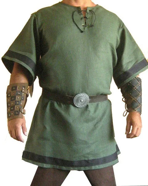 Vintage Viking Warrior Costume - Adult Men's Renaissance Outfit for LARP, Nordic Army, and Pirates