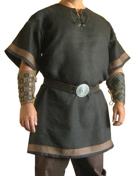 Vintage Viking Warrior Costume - Adult Men's Renaissance Outfit for LARP, Nordic Army, and Pirates