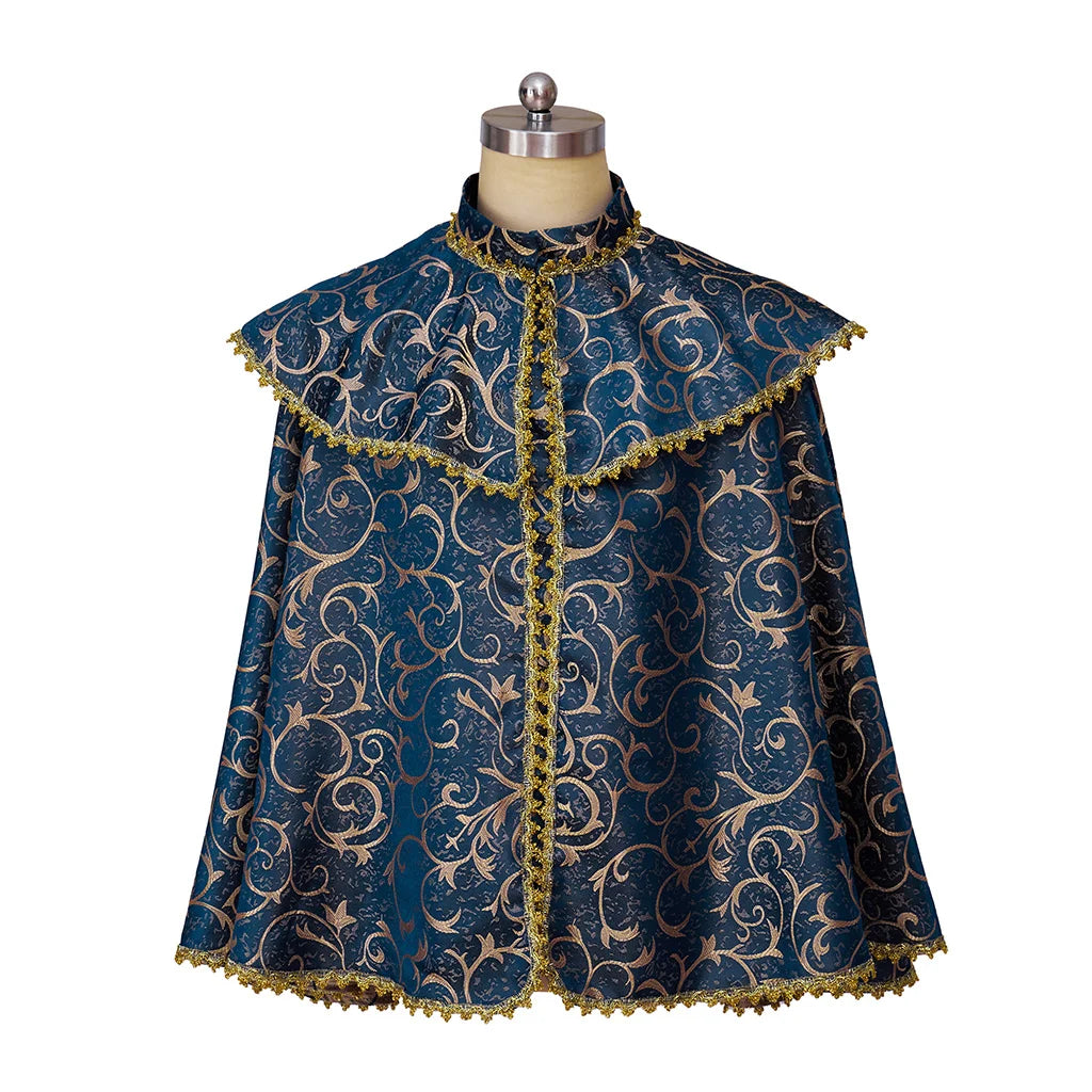 Medieval Renaissance Noble Prince Cloak - High-Quality Brocade Cape