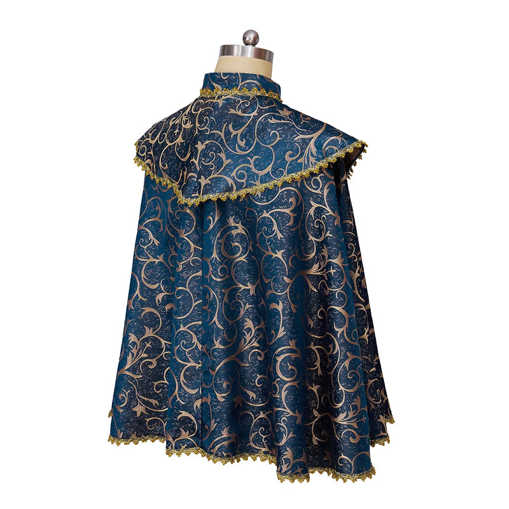 Medieval Renaissance Noble Prince Cloak - High-Quality Brocade Cape