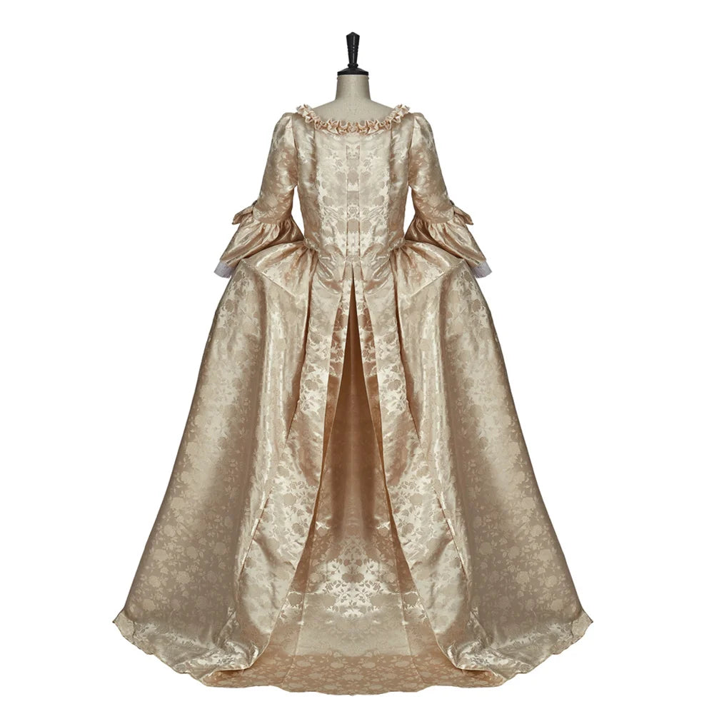 Rococo Floral Brocade Royal Court Gown in Ivory