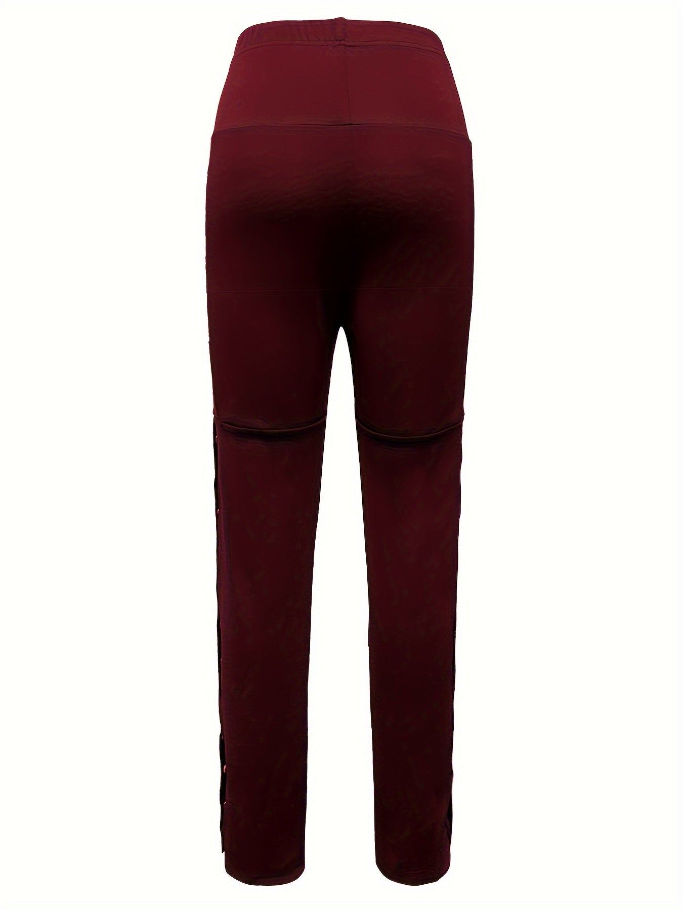 Women's All-Season High Waist, Button Side Skinny Pants: Stylish Casual Wear, Micro Elastic & Machine Washable