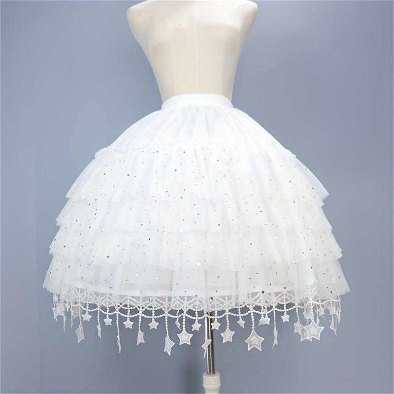 Elegant Petticoat Style Skirt Bustle Sequin Tulle Skirt