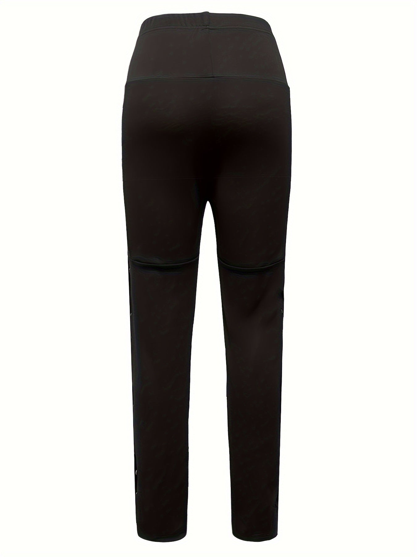 Women's All-Season High Waist, Button Side Skinny Pants: Stylish Casual Wear, Micro Elastic & Machine Washable