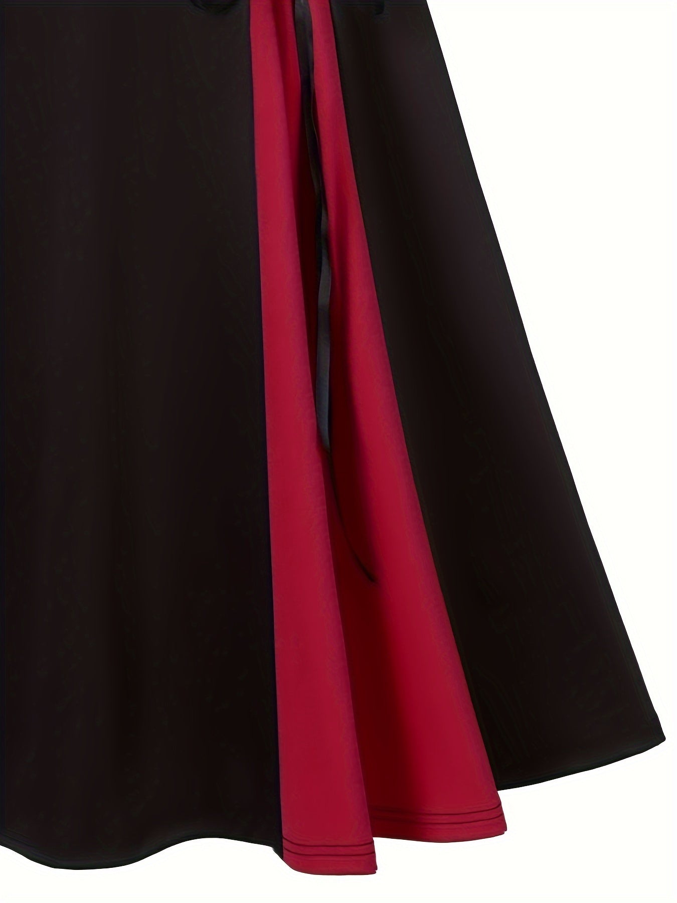 Plus-Sized Gothic A-line Skirt; Stylish Colorblock & Lace-up design; Machine-washable