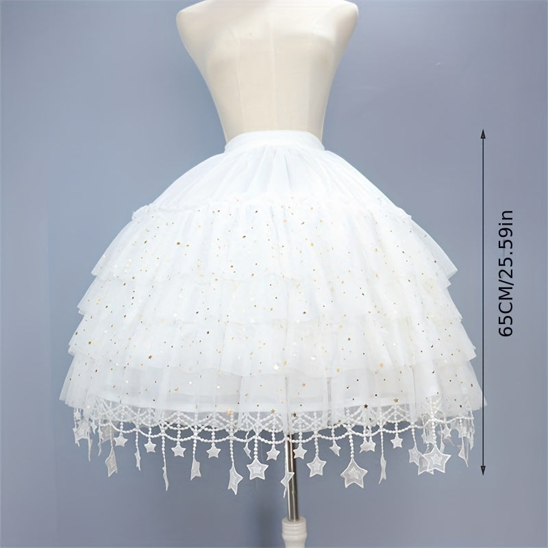 Elegant Petticoat Style Skirt Bustle Sequin Tulle Skirt