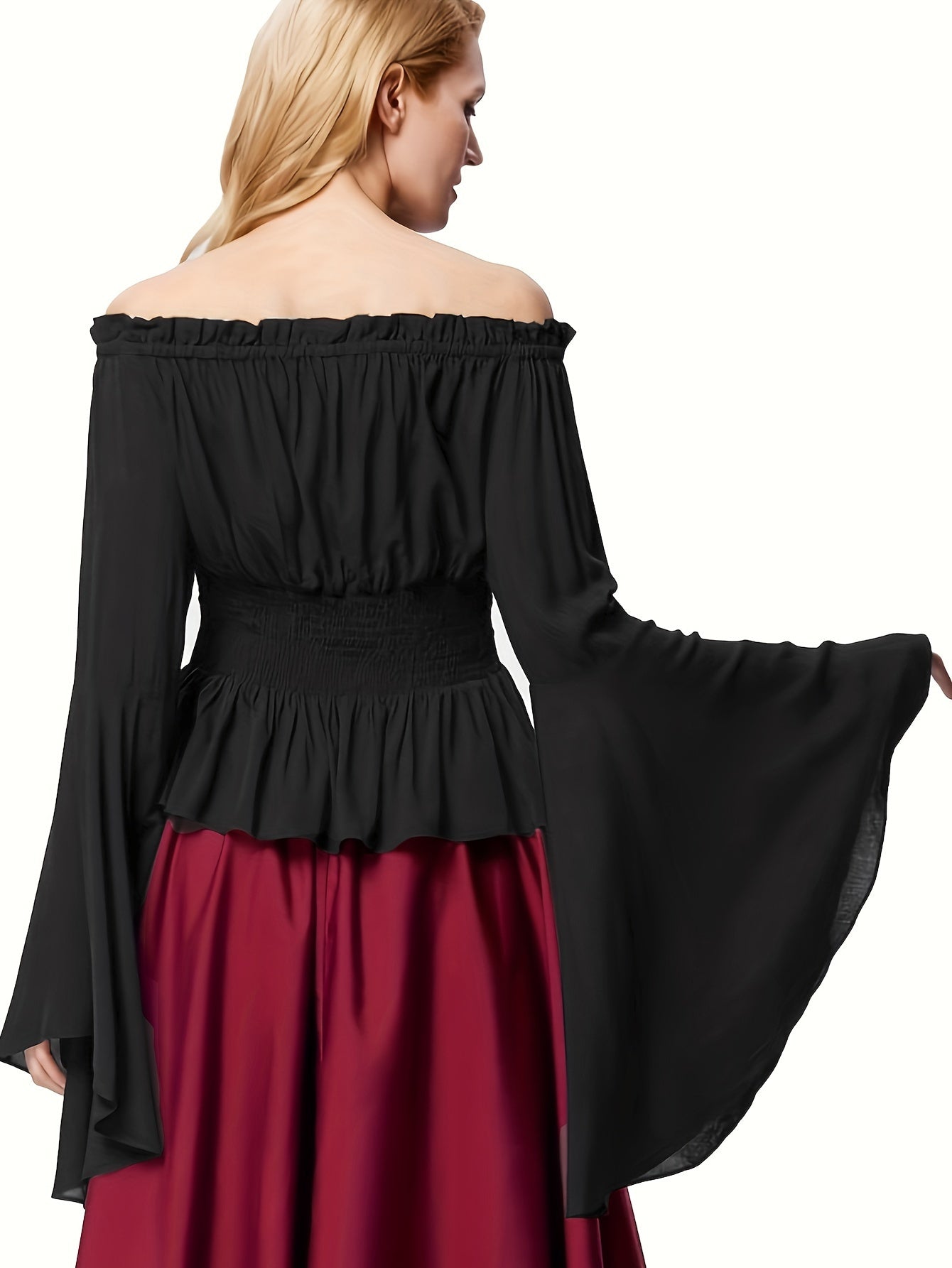 Renaissance Off Shoulder Flare Sleeve Peasant Shirt