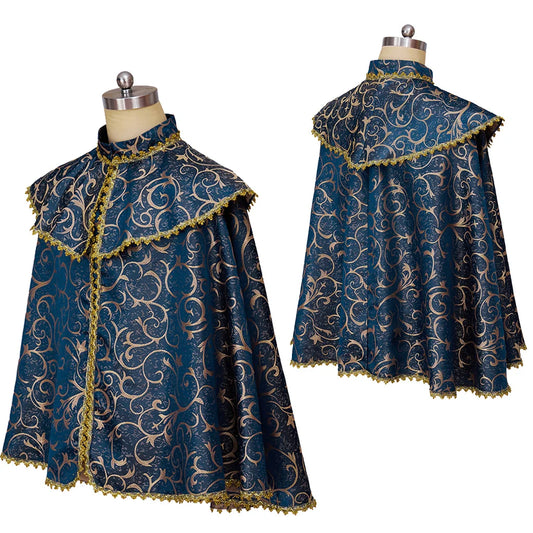 Medieval Renaissance Noble Prince Cloak - High-Quality Brocade Cape