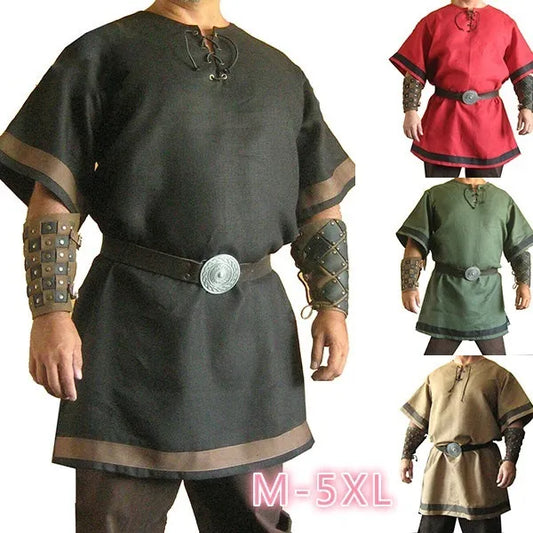 Vintage Viking Warrior Costume - Adult Men's Renaissance Outfit for LARP, Nordic Army, and Pirates