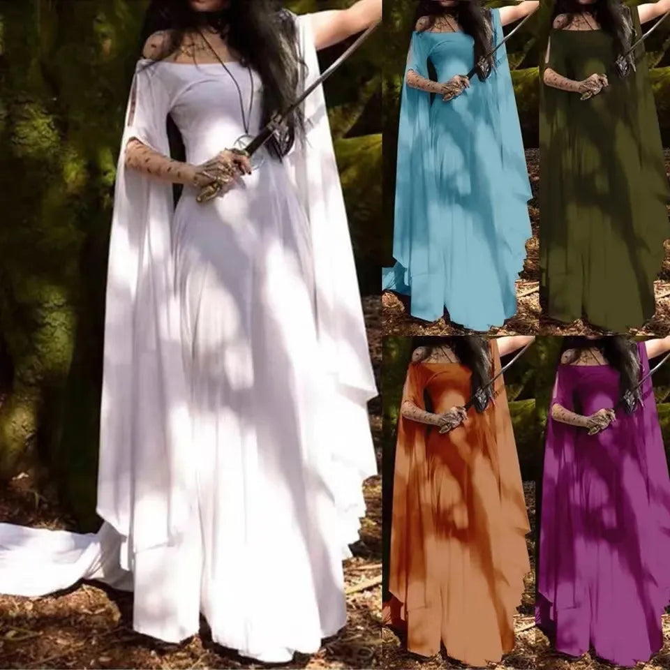 Medieval Forest Nymph Fairy Dress, Airy with Long Flowing Sleeves in 5 Color Options