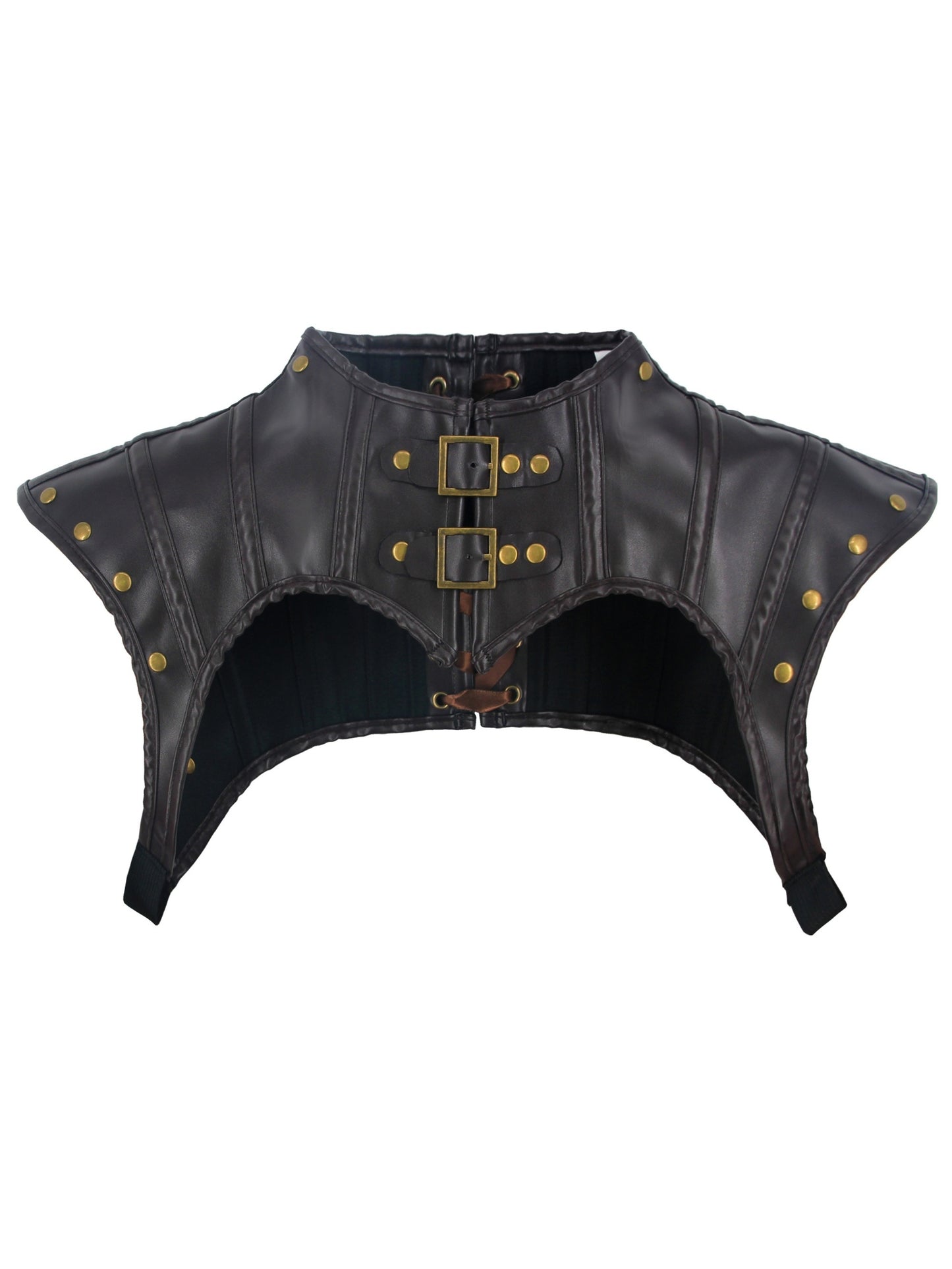 Leather Gothic Cosplay Shawl - Retro High Neck Drawstring - Women's Clothing