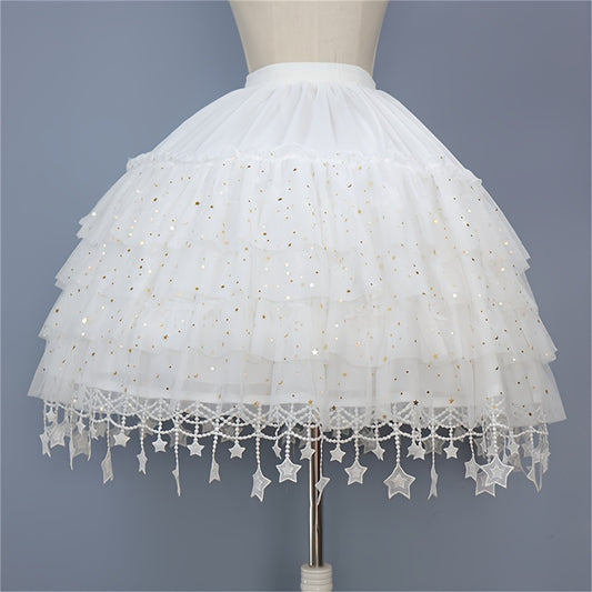 Elegant Petticoat Style Skirt Bustle Sequin Tulle Skirt